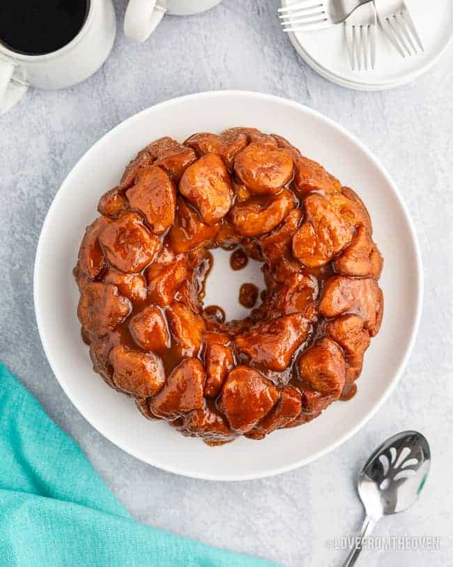 A plate of pillsbury monkey bread on a table