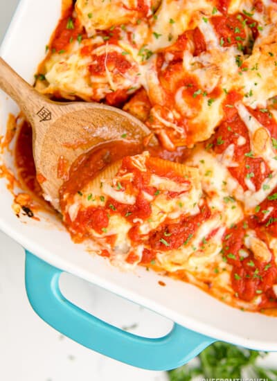 A pan of ricotta stuffed shells