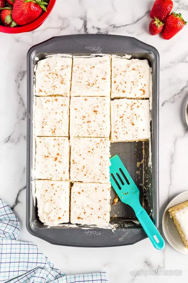 a photo of tres leches cake in a pan