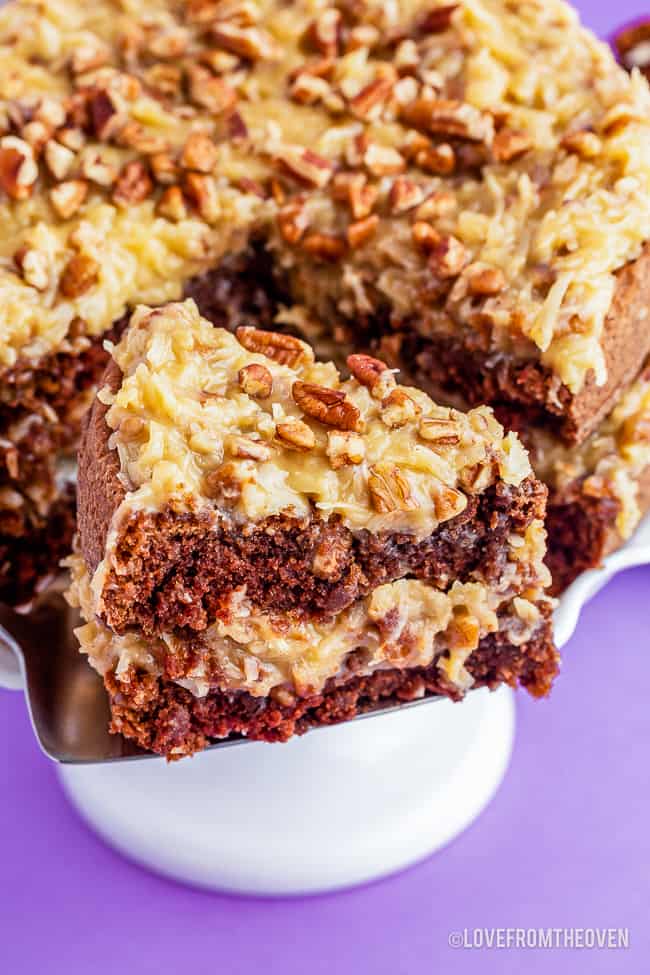 a cake made using bakers german chocolate cake recipe