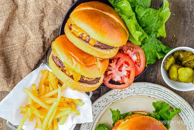 cheeseburgers and fries