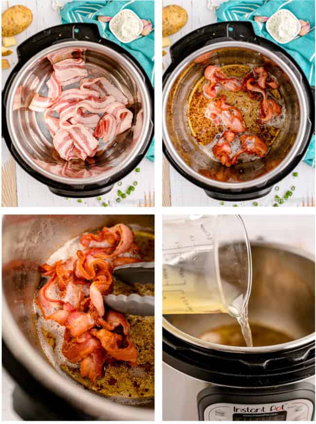 step by step photos of how to make cheesy potatoes in an instant pot