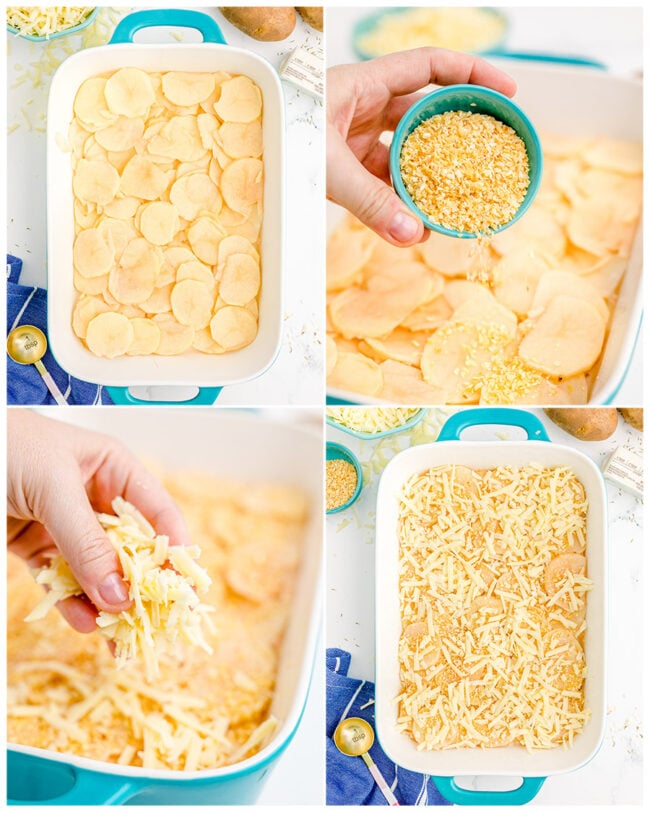 step by step photos showing how to make scalloped potatoes