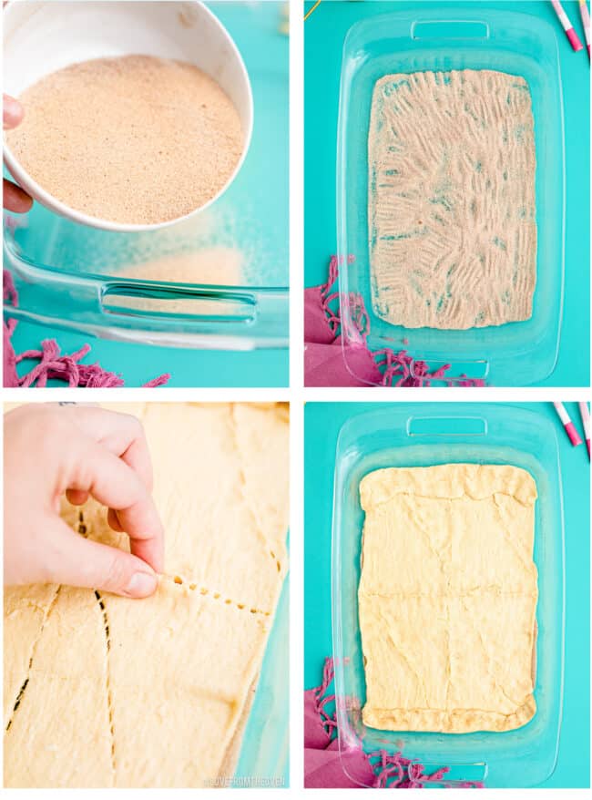 Step by step photos of how to make churro cheesecake
