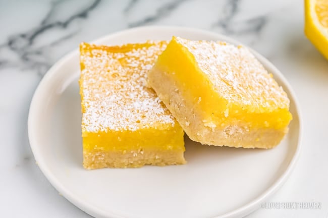 lemon bars on a plate