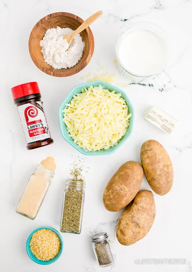 Ingredients to make scalloped potatoes