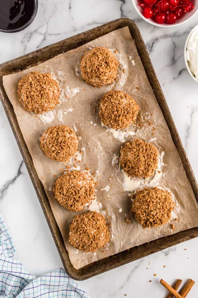 a tray of fried ice cream