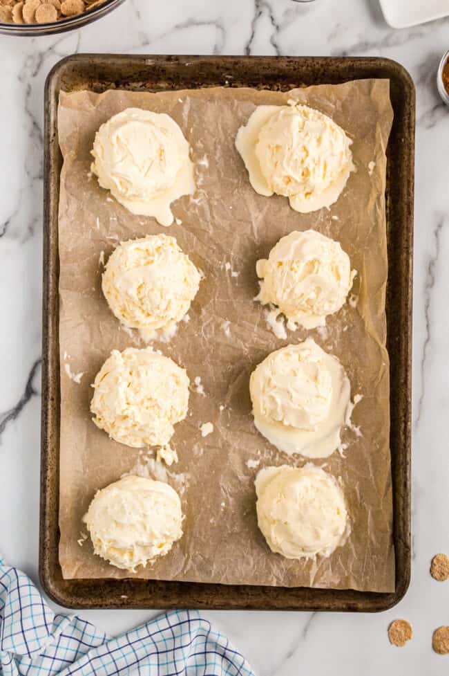 A tray of ice cream scoops