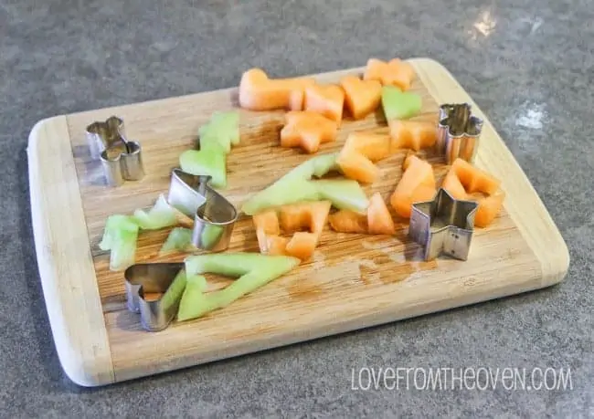 melon being cut into shapes