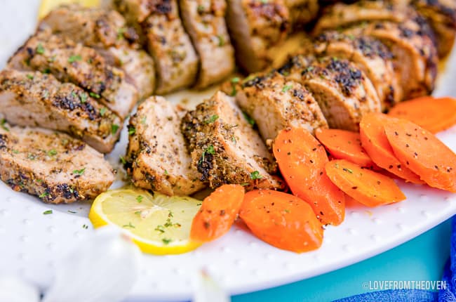 a plate of pork tenderloin