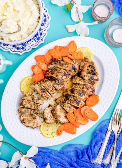 a platter of pork tenderloin after being made in an air fryer