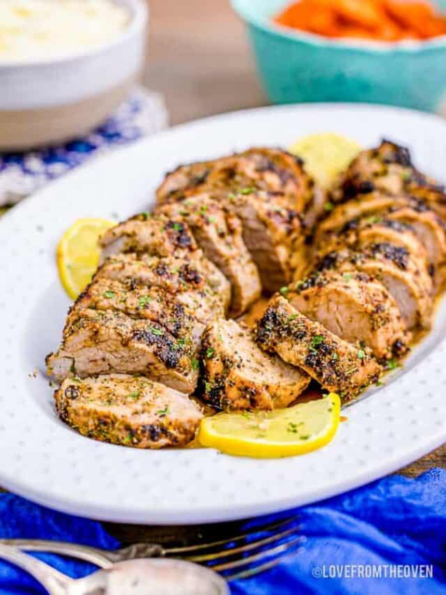 a platter of pork tenderloin