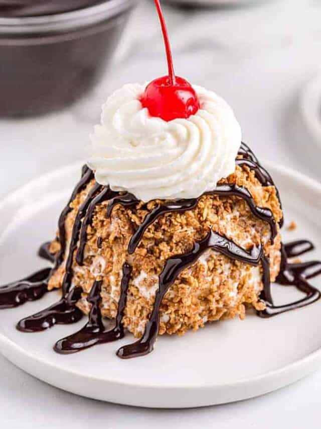 fried ice cream on a white plate