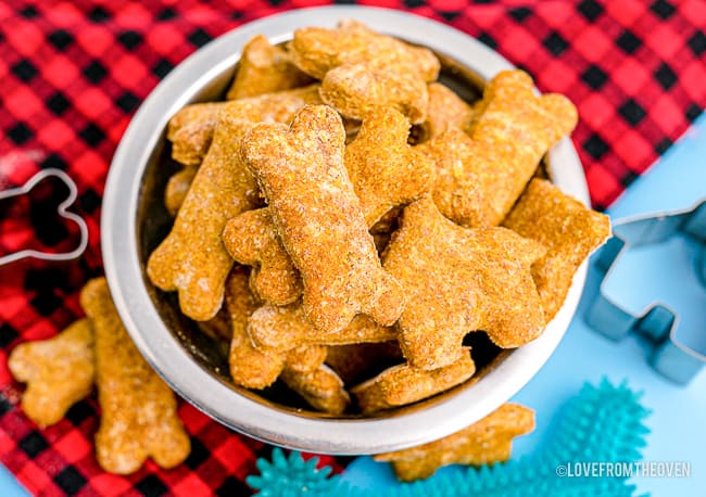 a bowl of homemade dog bones