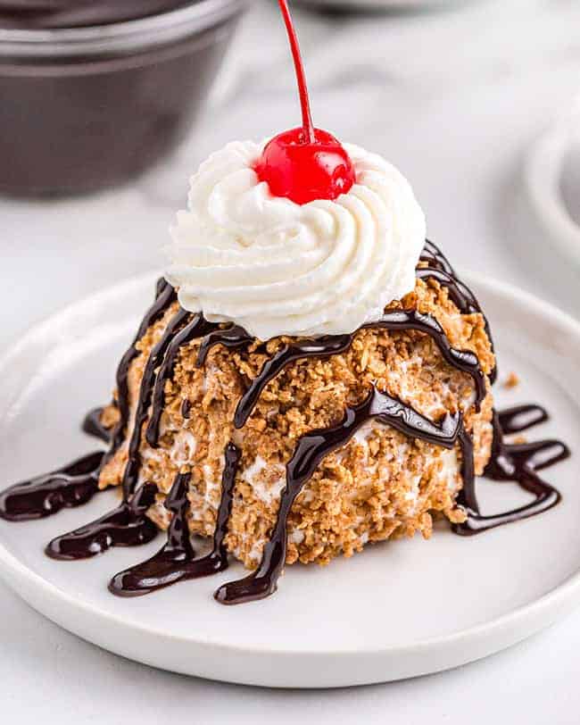 fried ice cream on a white plate