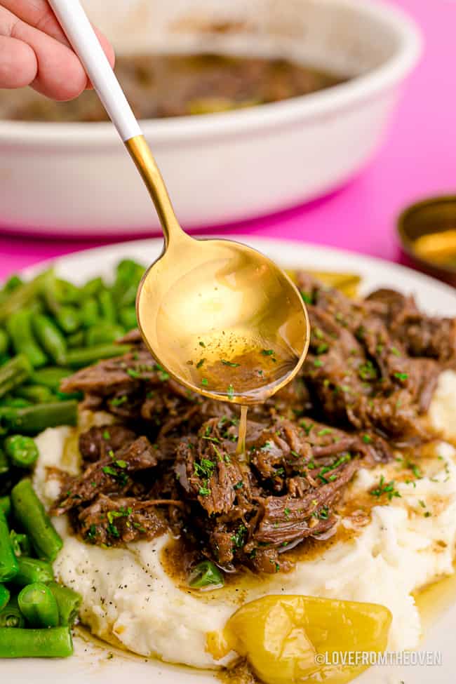 a plate of mississippi roast