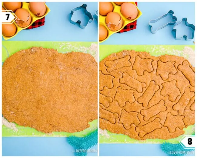 dog treats being cut into shapes