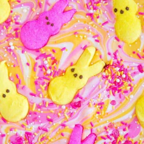 Peeps in a candy bark.
