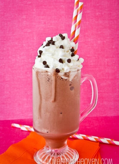 A glass of frozen hot chocolate.