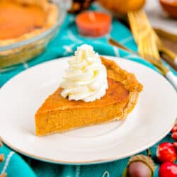 A slice of pumpkin pie.