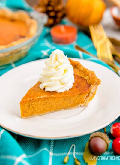 A slice of pumpkin pie.