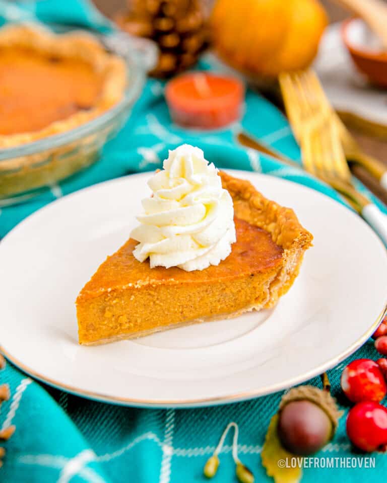 A slice of pumpkin pie.