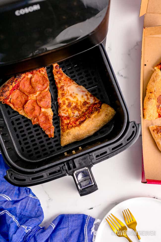 Pizza in an air fryer.