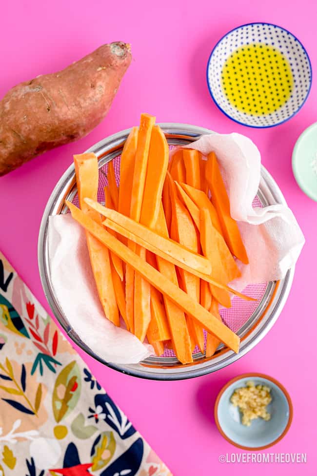 A basket of sweet potato fries.