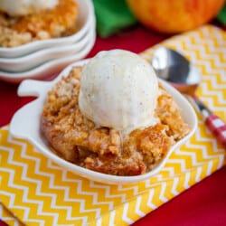 A bowl of apple cobbler.