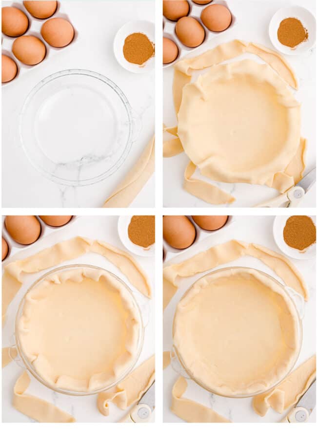 Step by step photos showing how to make a pie crust.