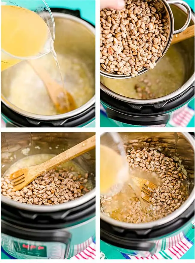 Refried beans being made in an instant pot.