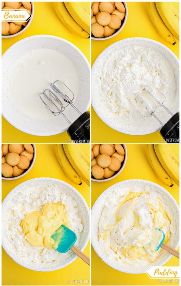 Step by step photos showing how to make magnolia bakery banana pudding.