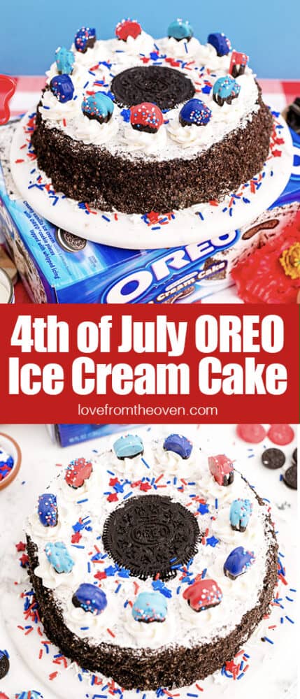 Red white and blue oreo ice cream cake.