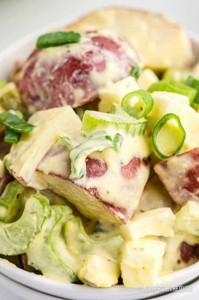 Close up photo of potato salad.