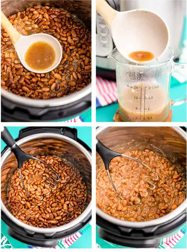 A batch of homemade refried beans being made in an instant pot.