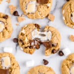 smores cookies on a marble background