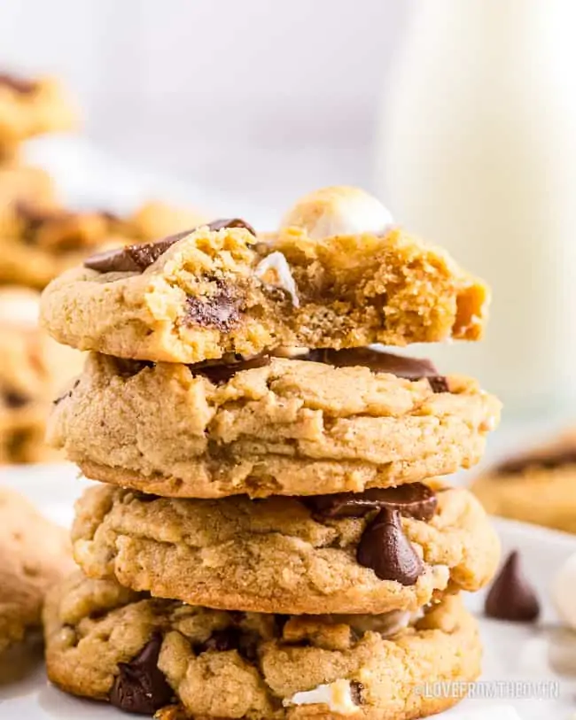 A stack of smores cookies.
