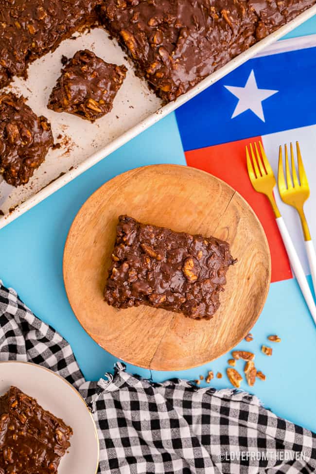 Overhead shot of Texas Sheet Cake.