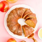 An overhead shot of an apple spice bundt cake.