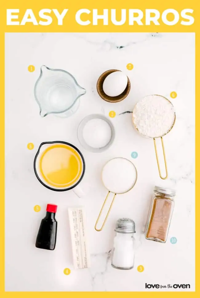 photos of ingredients to make churros