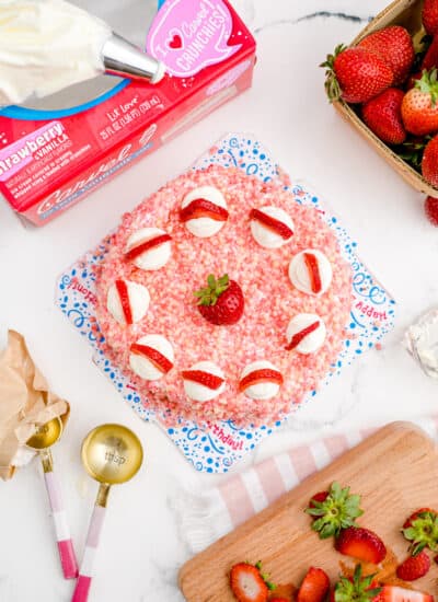 A strawberry ice cream cake.