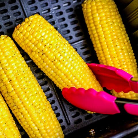 Corn on the cob in an air fryer.