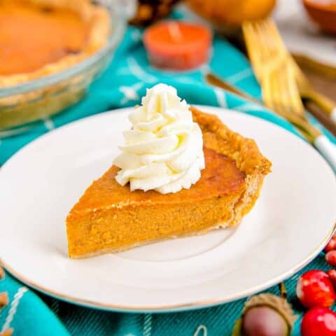 A slice of pumpkin pie.