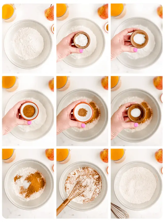 Step by step photos showing how to make an apple spice cake