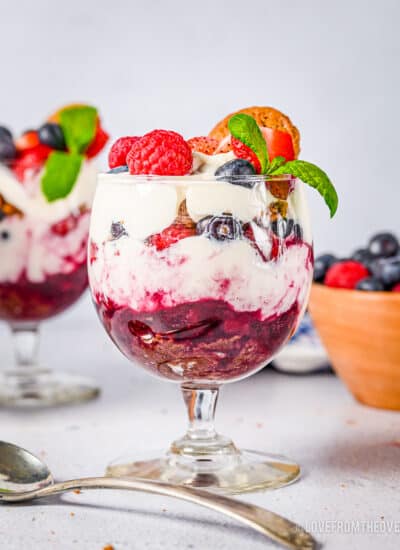 berry compotes in glass cups