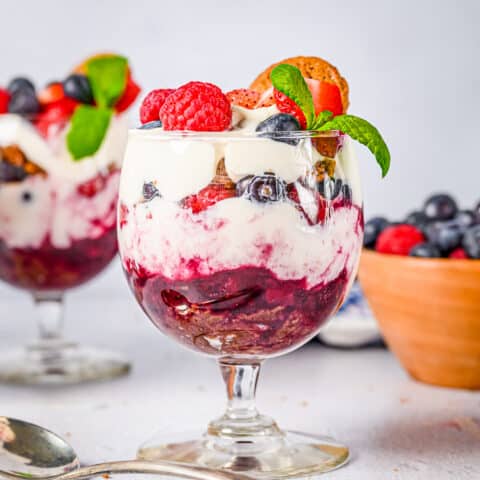 berry compotes in glass cups