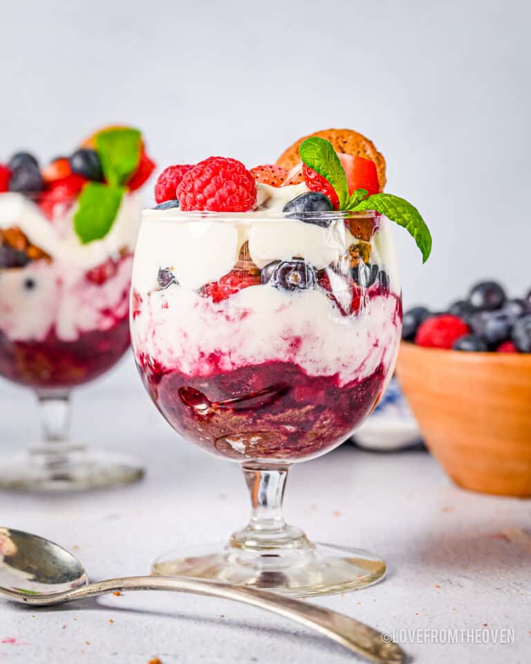 berry compotes in glass cups