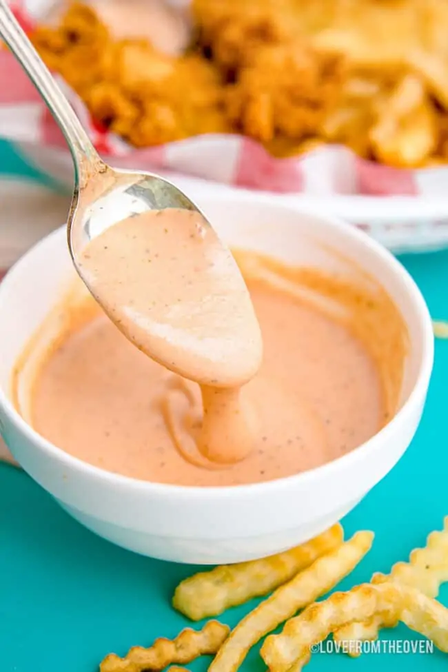 A spoonful of canes sauce.