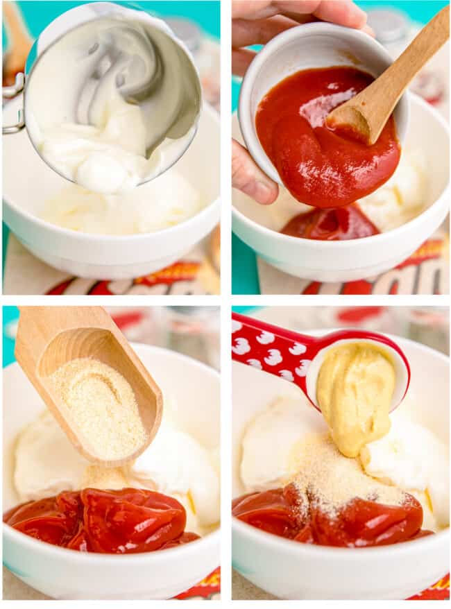 Photos showing how to make canes sauce.