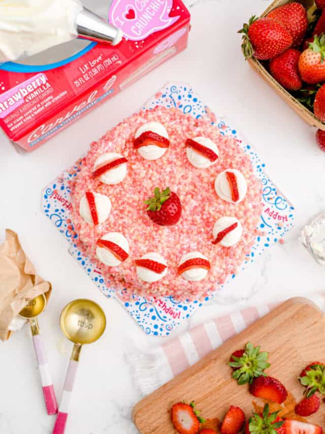 A strawberry ice cream cake.